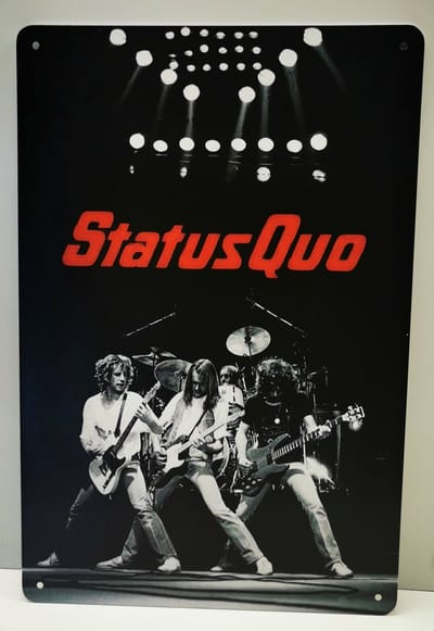 Metalen wandbord - Status Quo - Mancave - Wand Decoratie - Metal sign - Mancave decoratie - Decoratie - Metalen borden - Tekst borden - Metalen bord