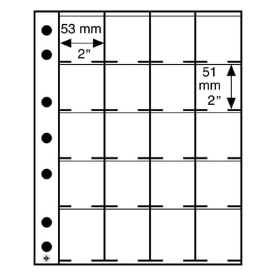 Leuchtturm - Grande - A4 - Bladen Voor 20 Munthouders - 50 mm x 50 mm - Transparant