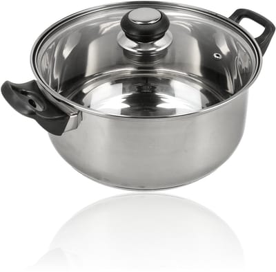 RVS Kookpan met Deksel – Ø24 cm – Grote Kookpan en Koekenpan RVS Zonder PFAS – Pannen en Kookpannen met Glazen Deksel – Soeppan voor Gezonde Maaltijden