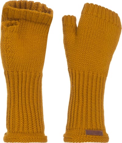 Knit Factory Cleo Gebreide Dames Vingerloze Handschoenen - Handschoenen voor in de herfst & winter - Gele handschoenen - Polswarmers - Oker - One Size