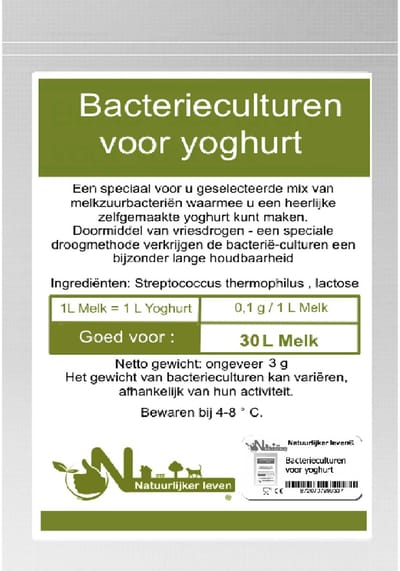 Bacterieculturen voor yoghurt, voor 30L melk - yoghurt cultuur