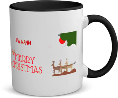 Akyol - kerst merry christmas met eigen naam koffiemok - theemok - zwart - Kerstmis - kerst beker - winter - kerst - christmas - kerst cadeau - 350 ML inhoud