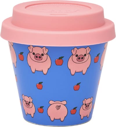 Quy Cup - 90ml Ecologische Reis Beker - Espressobeker “Pig” met Rose Siliconen deksel-drinkbeker