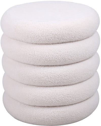 Vente-unique Poef van crèmekleurige boucléstof ECAMBI