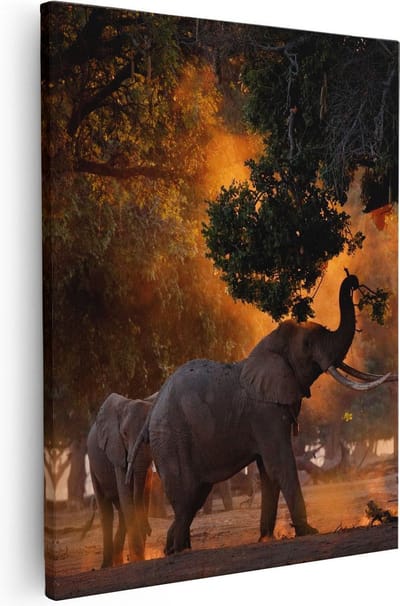 Artaza Canvas Schilderij Olifanten - 40x50 cm - Wanddecoratie Dieren - Muurdecoratie Woonkamer - Kamer Accessoires