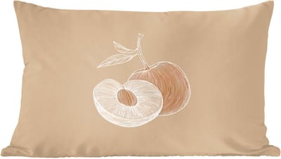 Sierkussens - Kussentjes Woonkamer - 60x40 cm - Perzik - Lijntekening - Pit - Beige
