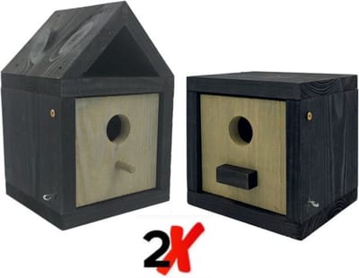 GARDEN SPIRIT Design Vogelhuisje Set 2 - Nestkast Zwart Grijs
