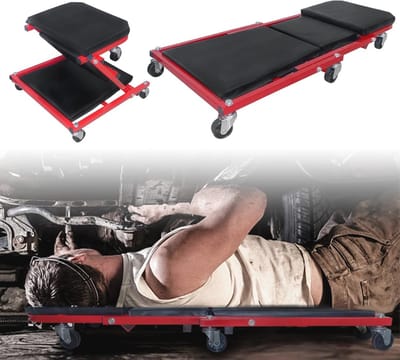 2-in-1 rolplank met opvouwbare rolwagen en 360° zwenkwielen - 150 kg draagkracht