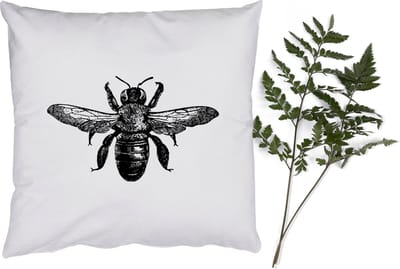 Sierkussens - Kussentjes Woonkamer - 40x40 cm - Bij - Insect - Vintage - Zwart wit