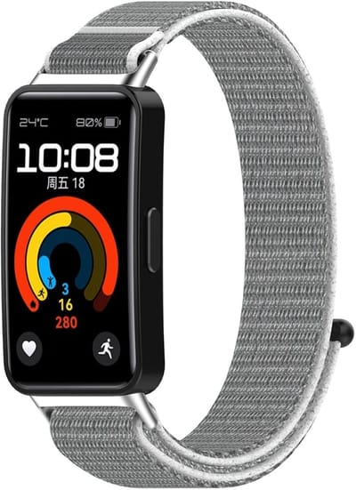 By Qubix - Sport loop nylon bandje - Lichtgrijs - geschikt voor Huawei Band 10 / 9 / 8