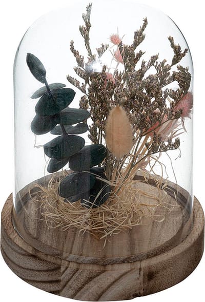 Glazen bel van gedroogde bloemen 17 cm - Overig - Roze - Rose - SILUMEN