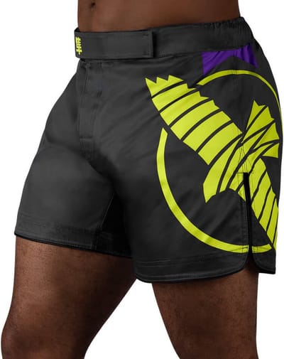 Hayabusa Icon Mid-Length Fight Shorts - Zwart / Neon - Maat M