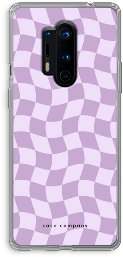 Case Company® - Hoesje geschikt voor OnePlus 8 Pro hoesje - Grid Paars - Soft Cover Telefoonhoesje - Bescherming aan alle Kanten en Schermrand
