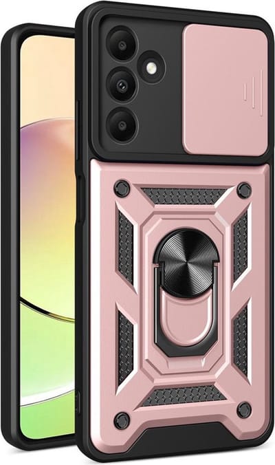 MobyDefend Hoesje - Geschikt voor Samsung Galaxy A15 - Pantsercase Met Draaibare Ring - Rosé