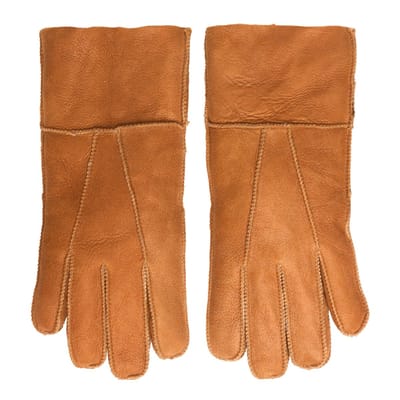 Lammy handschoenen dames - Leren handschoen dames winter - Wol - Winddicht en waterafstotend - Cognac - Maat S