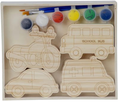 Schilderset 8 houten auto's - voor kinderen