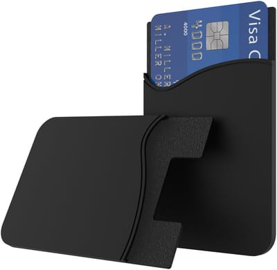Universele Pasjeshouder voor Mobiele Telefoonhoesje - Silicone Cardslot for Mobile Phone Case - Zwart - Smartphonica