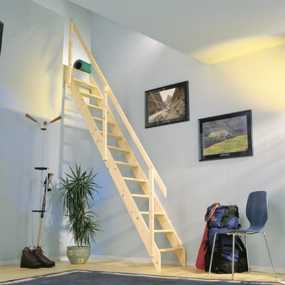 BPS Deluxe Ruimtebesparende Trap – Tot 2,83 m Vloer tot Vloer Hoogte – 250 kg Draagvermogen – Inclusief Leuning – Duurzaam Sparrenhout