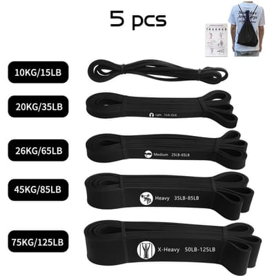 Heavy Duty Latex Weerstandsband Oefening Elastische Band voor Sport Kracht Pull Up Assistentieband Workout Pilates Fitnessapparatuur black