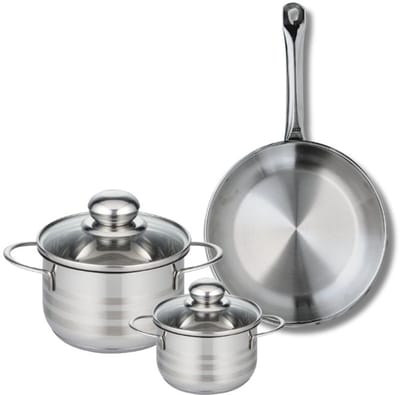 Set van 1 Koekenpan 24 cm en 2 kookpotten 12 en 16 cm Elo Profi Brillant