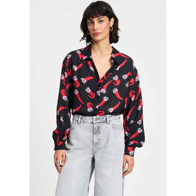 POM Amsterdam Blouse - Violet Pepper Garden Size: 34 | Blouses Outlet | Dames | Zwart