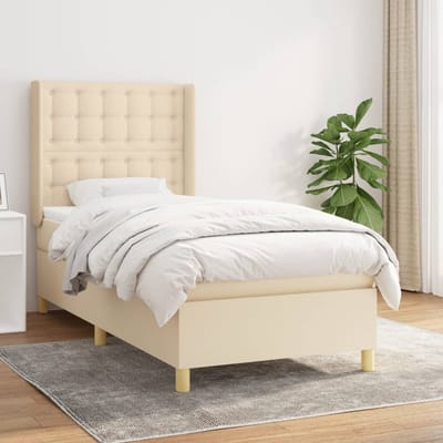 vidaXL - Boxspring - met - matras - stof - crèmekleurig - 100x200 - cm