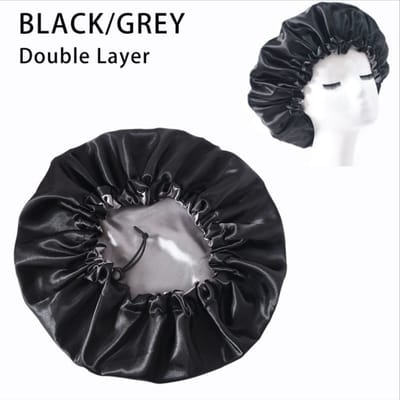 New Age Devi - Satijn slaapmuts - Slaapmuts - Satijn - Nacht muts - Dames - Volwassenen - Satijnen bonnet - Slaap cap - Bonnet - Zwart