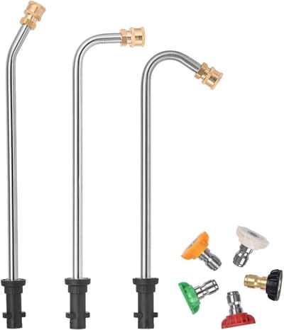 Hogedrukreiniger Verlengstaaf - Gootreiniger Accessoire - Buiten Reinigen - Vijf Spuitmonden - 45 x 15 x 5 cm - Zilver