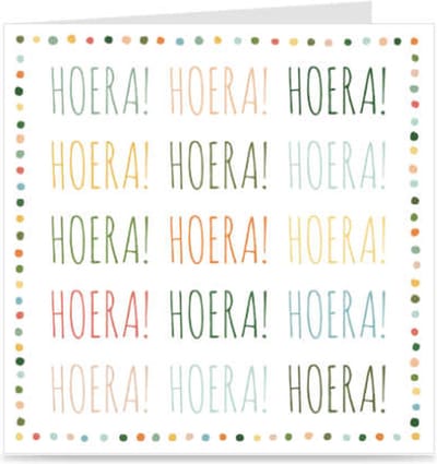 HOERA! | wenskaart / kaart met envelop | felicitatiekaart / verjaardagskaart