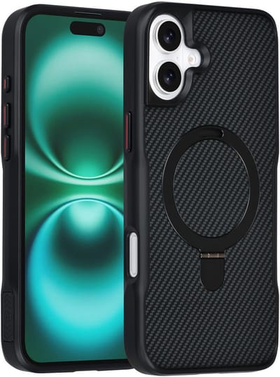 TUNIQ Back cover voor iPhone 16 Plus - MagSafe - Carbon Fiber - Zwart