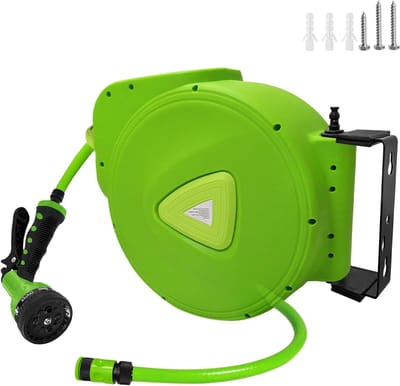 Automatische Slanghaspel - Wandmontage Haspel - Tuin Besproeien - 180 Graden Draaibaar - 20 Meter Slang - Groen