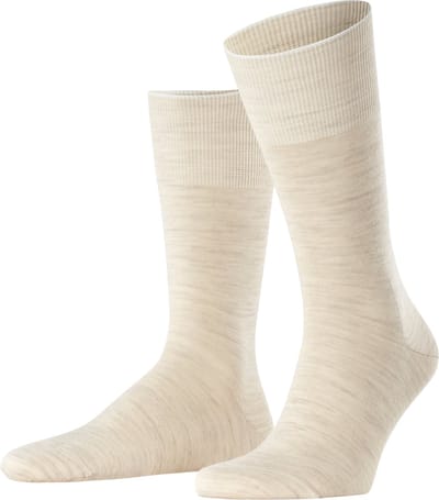 FALKE Airport eenkleurig wol katoen sokken heren beige - maat 39-40