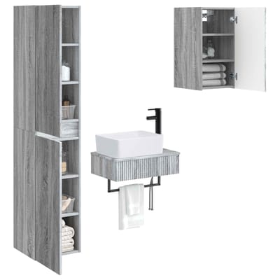 vidaXL - Badkamermeubel - Set - 3 - st - Grijs - Sonoma - 33 - x - 34,5 - x - 160 - cm