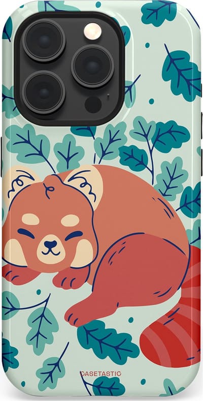 Casetastic Hoesje Geschikt voor Apple iPhone 15 Pro Magsafe - Stijlvolle Beschermende Duo-layer Case - Rode panda avonturen