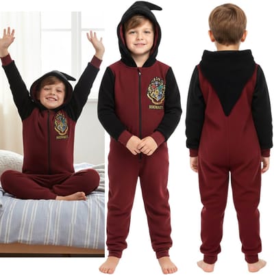 Harry Potter Polar pyjama, eendelig, met ritssluiting, warme onesie voor kinderen met capuchon