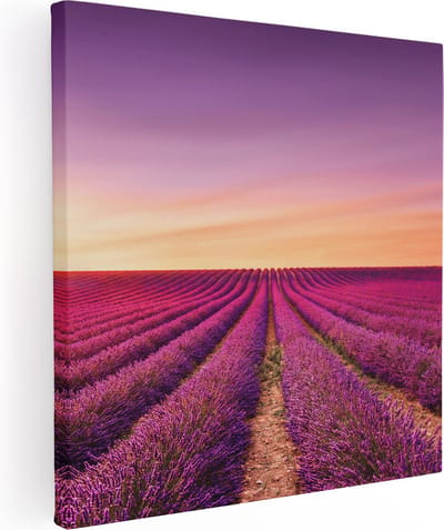Artaza Canvas Schilderij Lavendel - 30x30 cm - Klein - Wanddecoratie Bloemen - Muurdecoratie Natuur - Kamer Accessoires Woonkamer