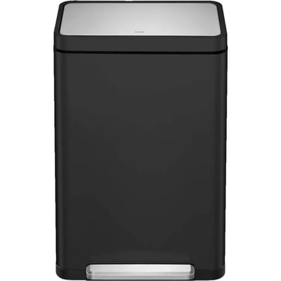 EKO - X-Cube pedaalemmer 45 liter - Steel Stainless steel Polypropylene - zwart glanzend, mat RVS - Prullenbak