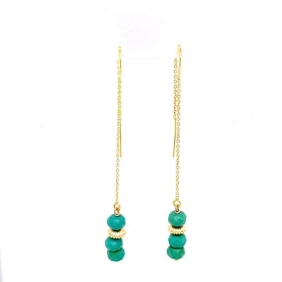 Pat's Jewels Oorbellen Dames - Doortrek Oorbellen - Minimalistische Oorbellen - Oorketting - Turkoois - Edelsteen hanger - Gold Filled