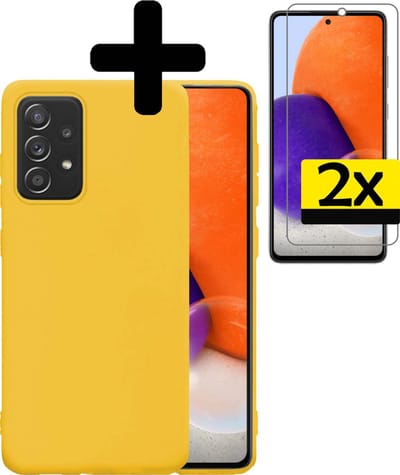 Hoesje - Met 2x Screenprotector - Geschikt voor Samsung Galaxy A72 - Sterk & Shockproof - Back Cover - Siliconen Case - Telefoon Hoes - Telefoonhoesjes - Geel