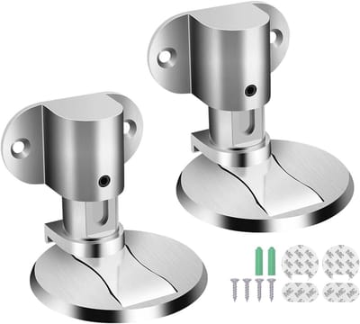 Set van 2 metalen vloer deurstoppers met magnetische functie, zelfklevend en inclusief schroeven voor thuis en kantoorgebruik (Zilver)