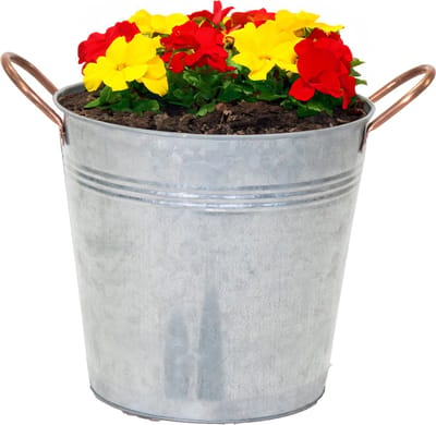 Mega Collections Emmer/plantenpot/bloempot Jean - zink - zilver - D14 X H13 cm