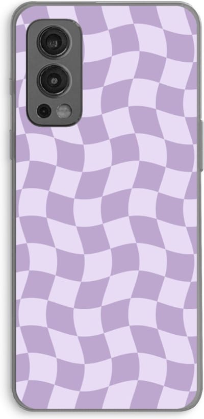 Case Company® - Hoesje geschikt voor OnePlus Nord 2 5G hoesje - Grid Paars - Soft Cover Telefoonhoesje - Bescherming aan alle Kanten en Schermrand