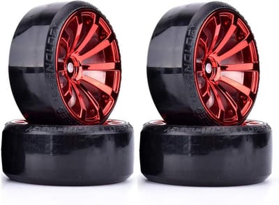 RC Auto Wielen - Drift Banden - RC Racen - Harde Kunststof Velgen - 63 mm Diameter - Rood