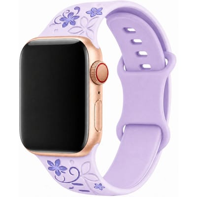 123watches Livia bloemen print bandje - siliconen - paars - 38 · 40 · 41 & 42 mm - Geschikt voor Apple Watch series 1/2/3/4/5/6/7/8/9/10/11/12/SE/SE2/SE3