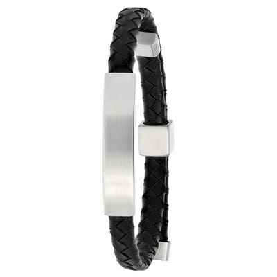 Lucardi Heren Plaatarmband mat - Staal - Armband - Vaderdag Cadeautje - 26 cm - Zilverkleurig