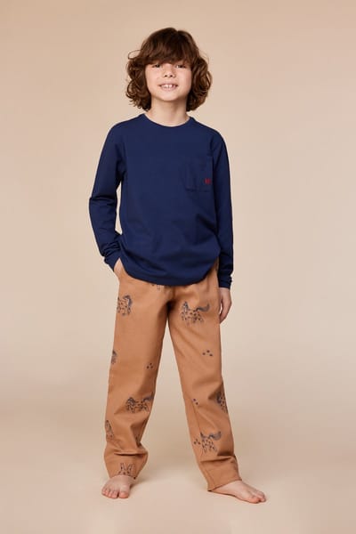 Woody Jongens-Heren pyjama donkerblauw - maat M