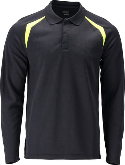 Mascot Accelerate Multisafe Poloshirt, met lange mouwen 21583-327 - donkermarine/hi-vis geel - S