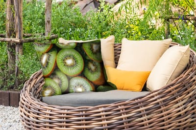 Buitenkussens - Tuin - Kiwi - Fruit - Groen - 50x30 cm