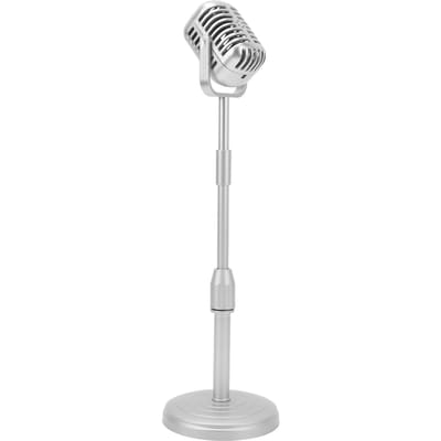 Retro microfoon rekwisieten, opklapbaar, realistisch, lichtgewicht, nep vintage microfoonmodel voor het schieten zilver