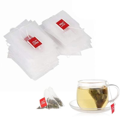 Dailygoods- Theezeef 100Pcs - Nylon Infuser Zakken - Kruidfilter - Trekkoord - Hittebestendig - Geschikt voor Theebladeren en Specerijen - Theezakjes